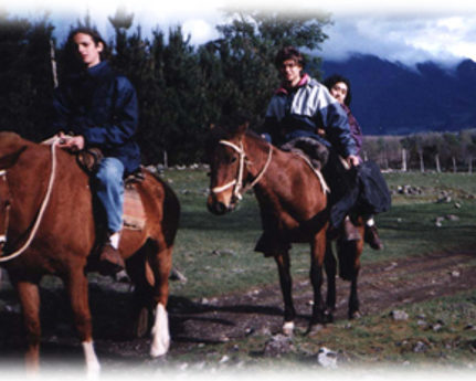 Youth on horseback - riding to visit